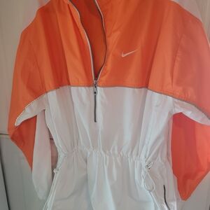 Vintage Genuine Nike Women 1/4 Zip Pullover Windbreaker Size Xl Orange White
